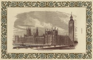 Houses of Parliament i London (fargegravering) av English School