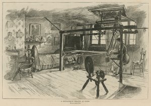 Hugenottene i England: En Spitalfields-vever på jobb av English School
