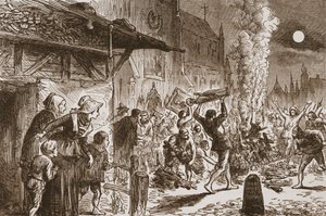 The Iconoclasts at Basel brennende bilder og idoler, illustrasjon fra The History of Protestantism av James Aitken Wylie (1808-1890), pub. 1878 av English School