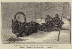 The Imperial Bear Hunt, slått ut av veien (gravering) av English School