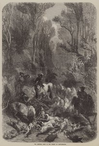Den keiserlige jakten i Fontainebleau-skogen (gravering) av English School