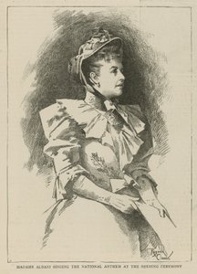 The Imperial Institute: Madame Albani synger nasjonalsangen ved åpningsseremonien av English School