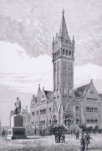 The Independent Church, Collins Street, Melbourne, Australia, fra Australian Pictures, pub. av The Religious Tract Society, 1886 av English School