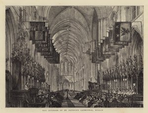 Interiøret i St Patrick's Cathedral, Dublin (gravering) av English School