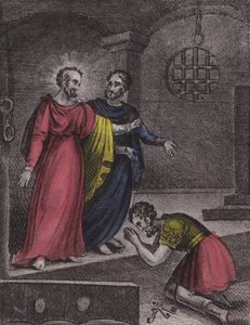 The Jailor I read ... (farget gravering) av English School