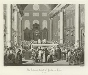 Den jødiske festen Purim, eller lodd, 1712 av English School