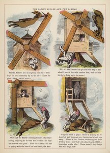 The Joking Miller and the Farmer (farge litho) av English School