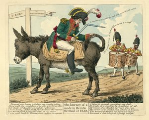 Reisen til en moderne helt til øya Elba, pub. London, 1814 av English School