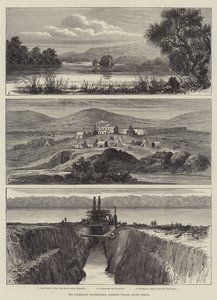 Kimberley Waterworks, Diamond Fields, Sør-Afrika (gravering) av English School