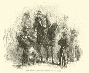 Kongen av Preussen på besøk til soldatene sine, august 1870 av English School