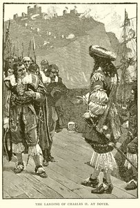 Landingen til Charles II ved Dover av English School
