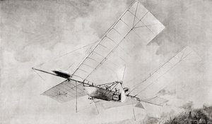 Langley Aerodrome-flymaskinen på flukt på 1800-tallet. Fra The Strand Magazine utgitt 1897. av English School