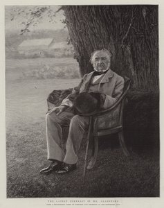 De siste portrettene av Mr Gladstone (gravering) av English School