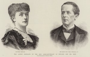 De siste portrettene av den nye lord-løytnanten av Irland og hans kone (gravering) av English School