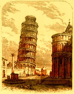 Det skjeve tårnet, og Apsis of the Cathedral, Pisa, illustrasjon fra The World as it Is av George Chisholm, utgitt 1885 (digitalt forbedret bilde) av English School