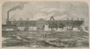Dampskipet Leviathan (Great Eastern), skissert fra Isle of Dogs, oktober 1857 av English School