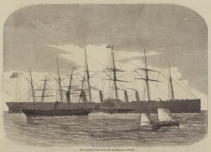 Leviathan under Steam, med Himalaya ved siden av (gravering) av English School