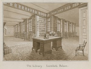 The Library, Lambeth Palace, London (wc på papir) av English School