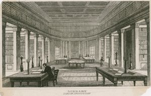 The Library of the London Institution, Finsbury Circus, London av English School