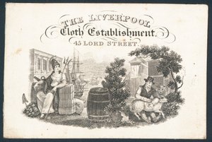 The Liverpool Cloth Establishment, handelskort av English School