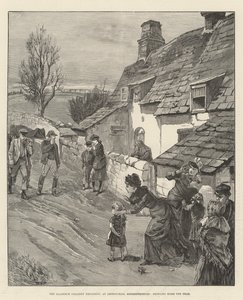 Llanerch Colliery Explosion, i Abersychan, Monmouthshire, som bringer de døde hjem (gravering) av English School