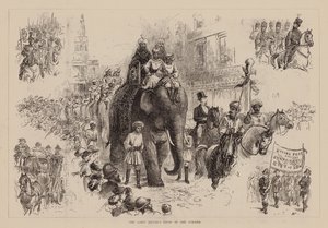 Lord Mayor#39;s Show i Strand (gravering) av English School