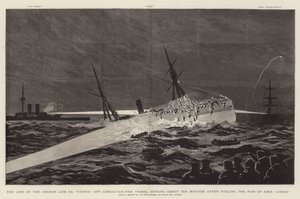 Tapet av ankerlinjen SS "Utopia" utenfor Gibraltar, fartøyet sank rundt ti minutter etter å ha tilgriset Ramen til HMS "Anson" (gravering) av English School
