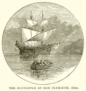 Mayflower i New Plymouth, 1620 av English School