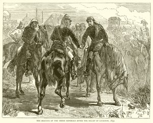 Møtet med de tre generalene etter lettelsen fra Lucknow, 1857 av English School