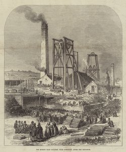 Morley Main Colliery, nær Dewsbury, etter eksplosjonen (gravering) av English School