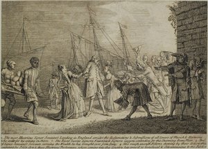 The Most Illustrious Signor Senesinos lander i England, ca. 1726 av English School