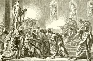 Mordet på Julius Caesar (gravering) av English School