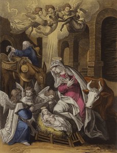 Kristi fødsel (farge litho) av English School