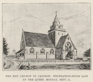 The New Church of Crathie, grunnstein lagt av dronningen, mandag av English School