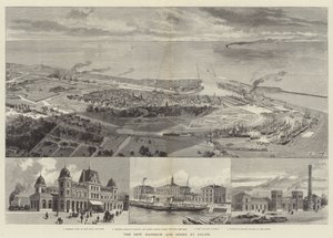 Den nye havnen og havnene i Calais (gravering) av English School