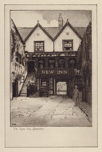The New Inn, Gloucester (litografi) av English School