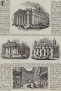 The New Royal Exchange, London, med alternative design (gravering) av English School