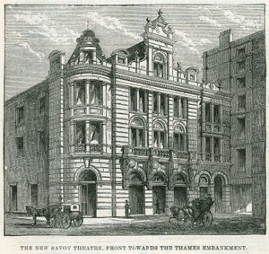 The New Savoy Theatre, front mot Thames Embankment av English School