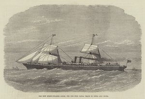 The New Screw-Steamer Japan, for Suez-kanalhandelen til India og Kina (gravering) av English School