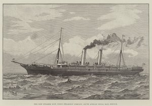 The New Steamer Scot, Union Steamship Company, South African Royal Mail Service (gravering) av English School