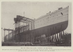 The New White Star Liner, "Oceanic," på aksjene (gravering) av English School