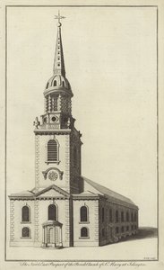 Nordøstprospektet til Parish Church of St Mary i Islington