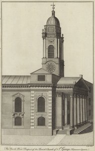 Nordvest-prospektet til Parish Church of St George, Hanover Square, London av English School