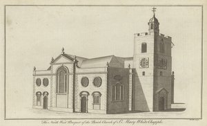 Nordvest-prospektet til Parish Church of St Mary Whitechapel, London