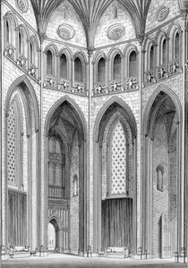 The Octagon, fra sør-øst, fra grafiske og litterære illustrasjoner av Fonthill Abbey av John Britton, 1823 av English School