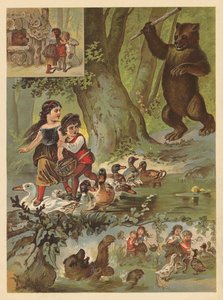 Den gamle bjørnen som bodde i et sukkerhus (chromolitho) av English School