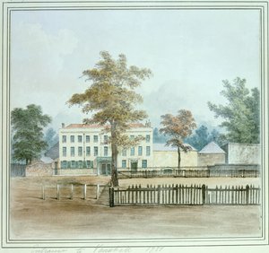 Det gamle huset og inngangen til Vauxhall Gardens, 1751 av English School