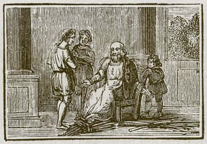 Den gamle mannen og sønnene hans (gravering) av English School