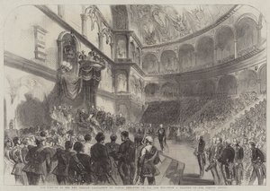 Åpningen av det nye italienske parlamentet av Victor Emmanuel den 18. Ult (gravering) av English School