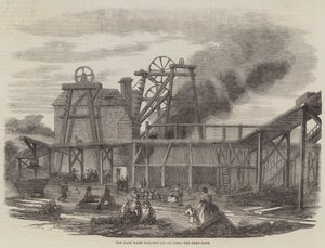 The Page Bank Colliery-Pit on Fire (gravering) av English School